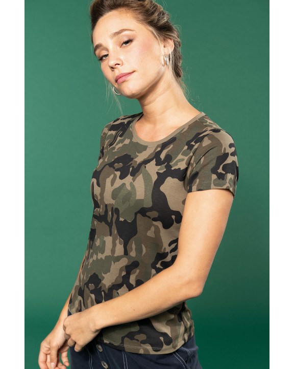 T-shirt personnalisable KARIBAN T-shirt camo manches courtes femme