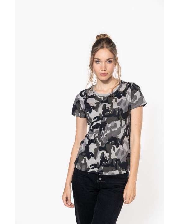 T-shirt personnalisable KARIBAN T-shirt camo manches courtes femme