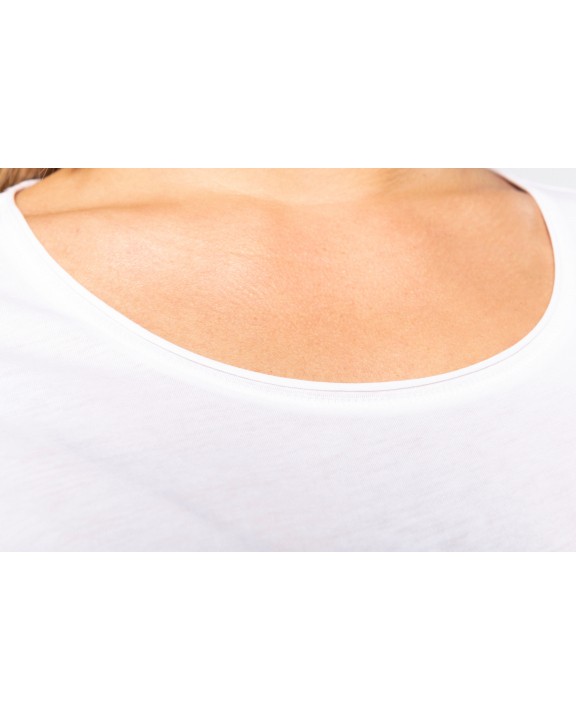 T-shirt KARIBAN Bio dames-t-shirt kraag met onafgewerkte rand korte mouwen voor bedrukking &amp; borduring