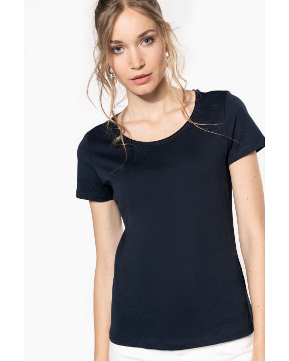 T-Shirt KARIBAN Bio-T-Shirt für Damen mit kurzen Ärmeln und ungesäumtem Halsausschnitt personalisierbar