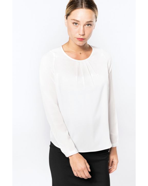 T-Shirt KARIBAN Langarm-Kreppbluse für Damen personalisierbar