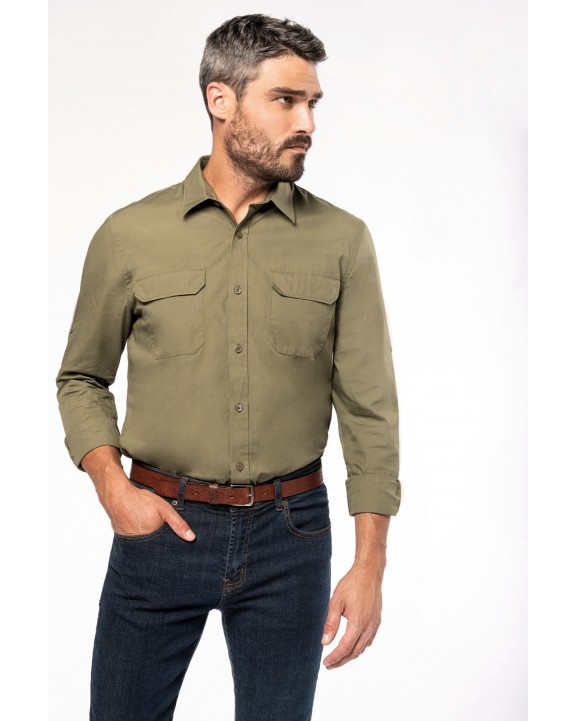 KARIBAN Langarm-Safarihemd Hemd personalisierbar