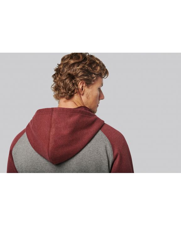 Sweater PROACT Fleece met rits en tweekleurige capuchon unisex voor bedrukking & borduring