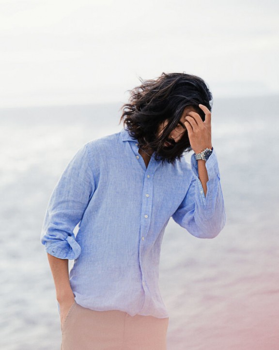 Hemd J. HARVEST & FROST HEMD INDIGO BOW 33 REGULAR FIT voor bedrukking &amp; borduring