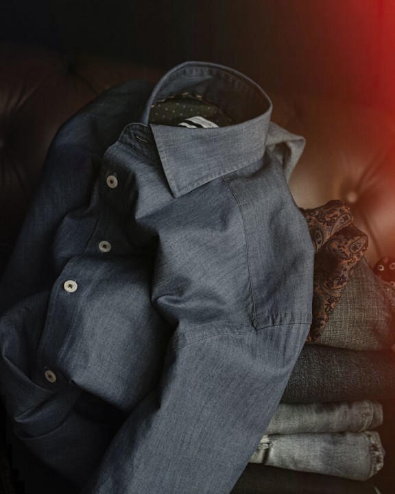 Hemd J. HARVEST & FROST HEMD INDIGO BOW 130 REGULAR FIT voor bedrukking &amp; borduring