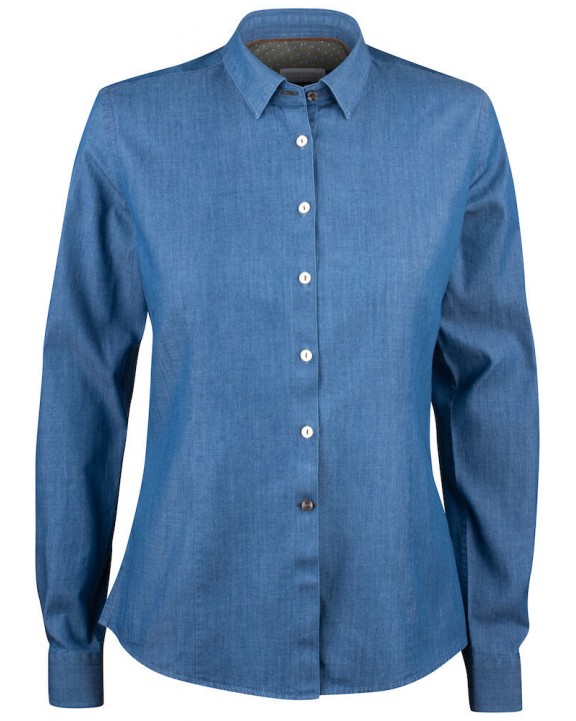 Hemd J. HARVEST & FROST HEMD INDIGO BOW 130 WOMAN voor bedrukking &amp; borduring