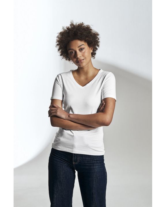 T-shirt COTTOVER STRETCH V-NECK LADY - GOTS GECERTIFICEERD voor bedrukking & borduring