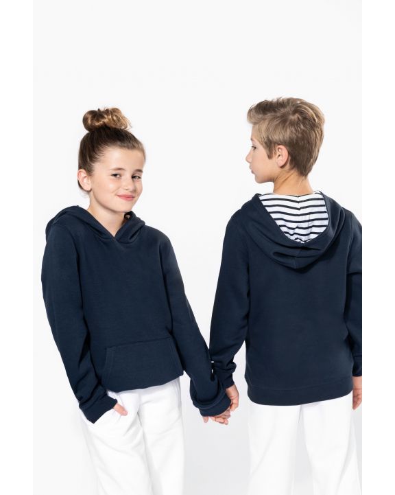 Sweater KARIBAN Unisex kindersweater met contrasterende capuchon met motief voor bedrukking & borduring