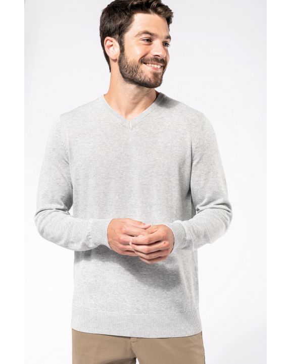 Pullover KARIBAN Umweltfreundlicher Herrenpullover mit V-Ausschnitt personalisierbar