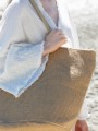 Tote bags à personnaliser KIMOOD Sac shopping en fils de jute tressée, effet toile tricotée 