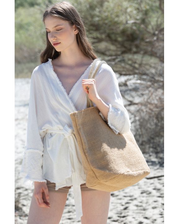 Tote Bag KIMOOD Shoppingtasche aus geflochtenen Jutefäden mit Strickstoff-Effekt personalisierbar