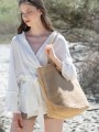 Tote bags à personnaliser KIMOOD Sac shopping en fils de jute tressée, effet toile tricotée 