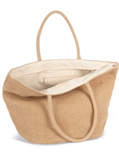 Tote bags à personnaliser KIMOOD Sac shopping en fils de jute tressée, effet toile tricotée 