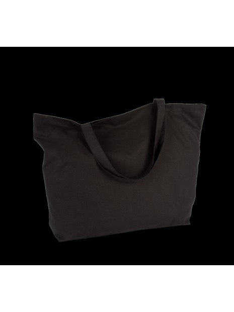 KIMOOD Sac shopping extra large en coton noir personnalisable