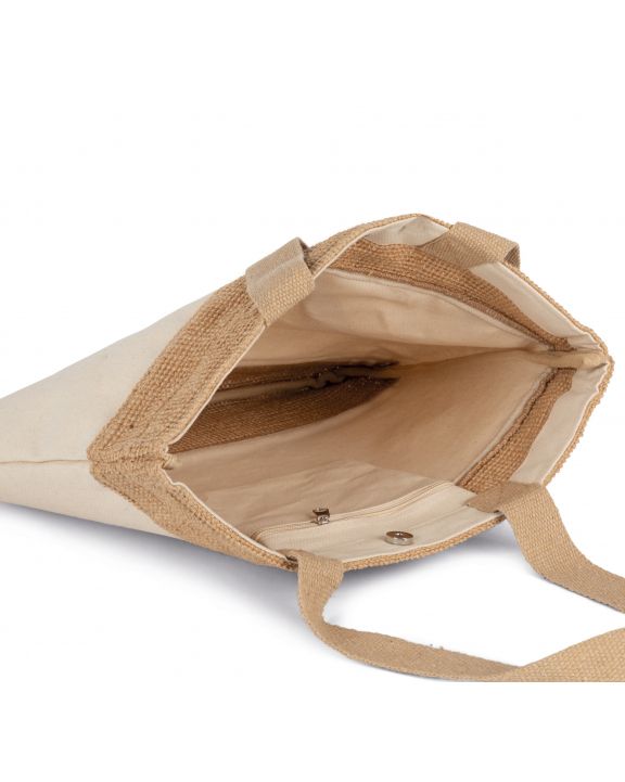Tote Bag KIMOOD Shoppingtasche aus Baumwolle und geflochtenen Jutefäden personalisierbar