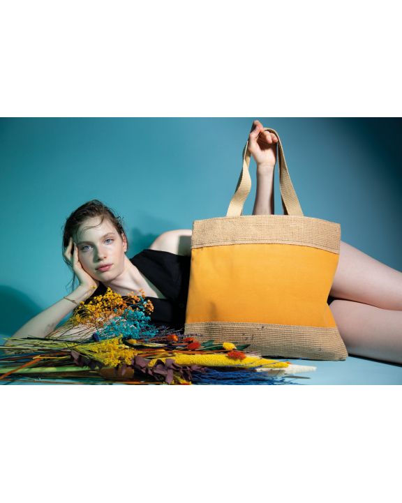 Tote Bag KIMOOD Shoppingtasche aus Baumwolle und geflochtenen Jutefäden personalisierbar
