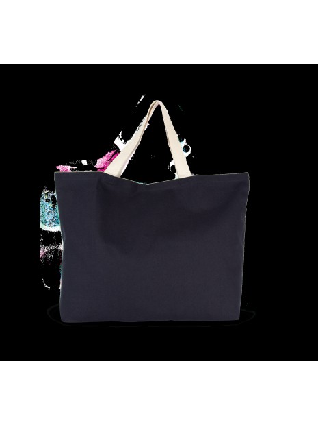 KIMOOD Sac shopping XXL bleu marine/naturel personnalisable
