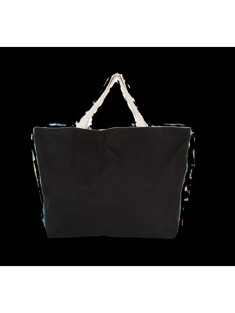 KIMOOD Sac shopping XXL noir/naturel personnalisable