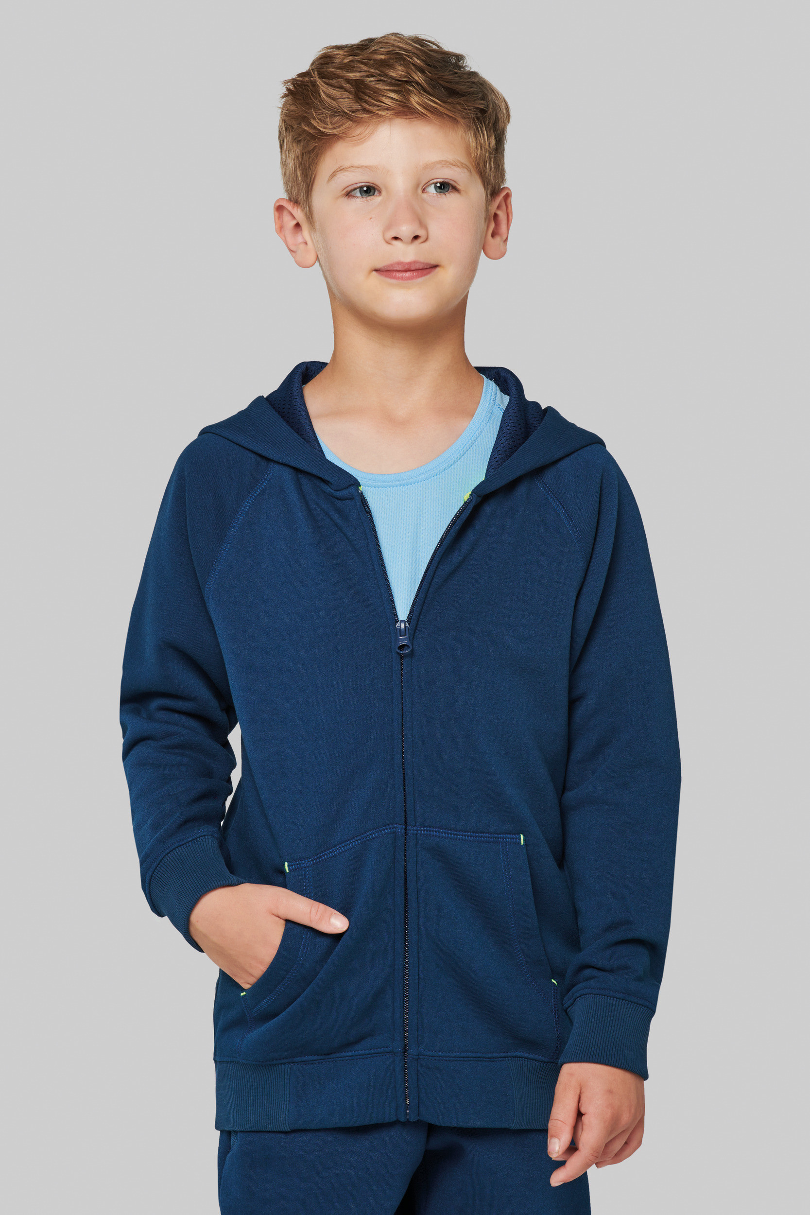 Gecomprimeerd progressief zonne Sweater PROACT Kinder fleece hoodie met rits PA386 Bedrukken & Borduren