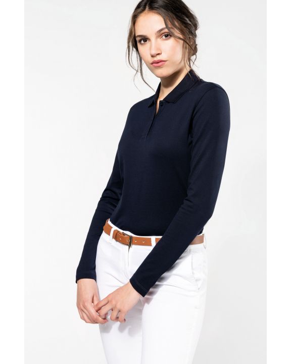 Poloshirt KARIBAN Supima® Damen-Polohemd mit langen Ärmeln personalisierbar