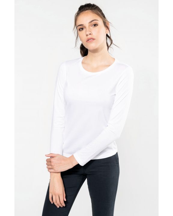 T-Shirt KARIBAN Supima® Damen-T-Shirt mit Rundhalsausschnitt und langen Ärmeln personalisierbar