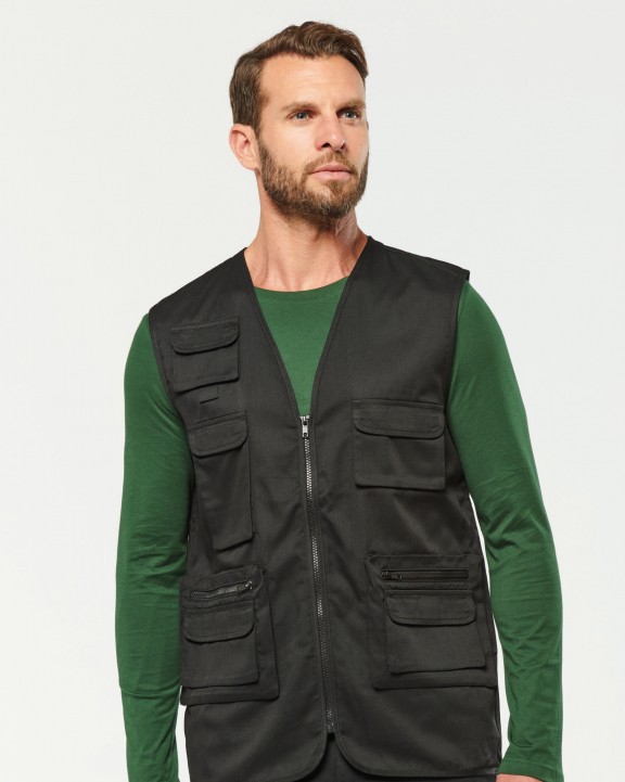 Veste personnalisable WK. DESIGNED TO WORK Gilet polycoton multipoches doublé unisexe