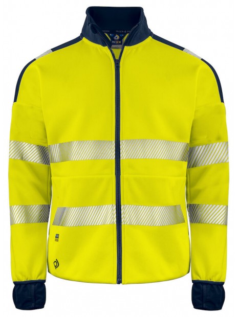 PROJOB 6109 SWEATSHIRT FULL ZIP - EN ISO 20471 CLASSE 3/2 jaune/bleu marine personnalisable