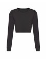 AWDIS Women's long sleeve cropped T HEATHER BLACK personnalisable