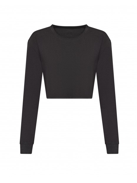 AWDIS Women's long sleeve cropped T HEATHER BLACK personnalisable