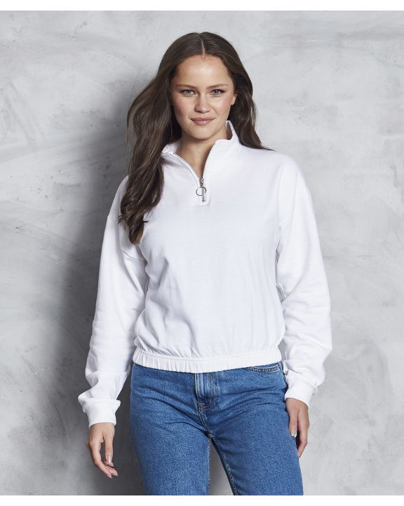 Sweater AWDIS Women’s cropped 1/4-zip sweat voor bedrukking & borduring