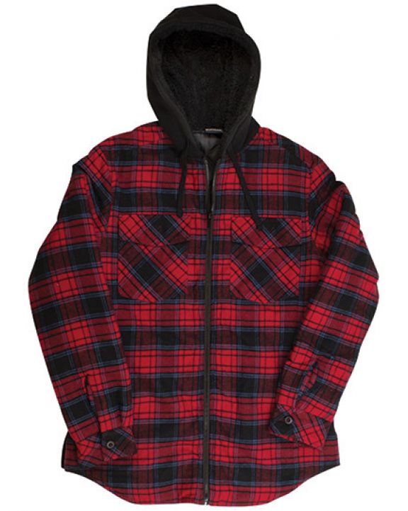 Veste personnalisable BURNSIDE Men´s Flannel Jacket With Sherpa Hoodie