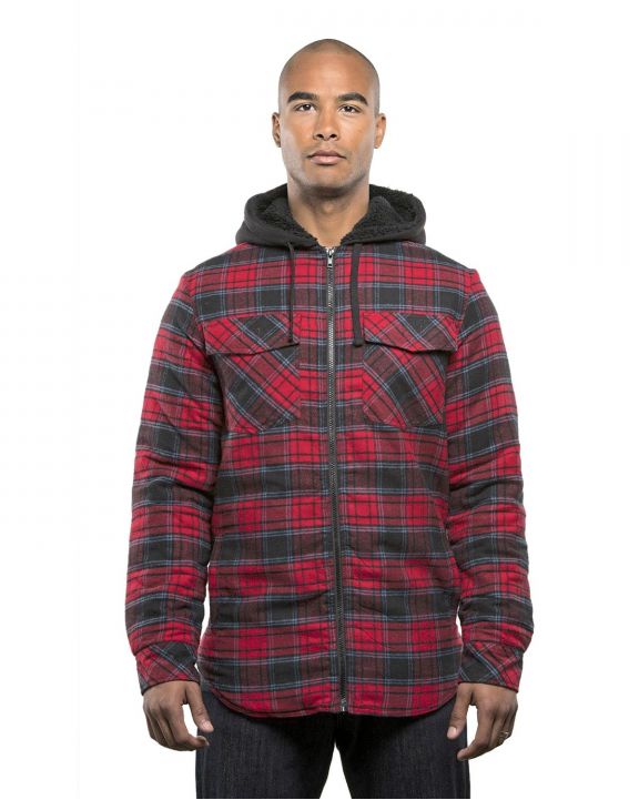 Jas BURNSIDE Men´s Flannel Jacket With Sherpa Hoodie voor bedrukking & borduring