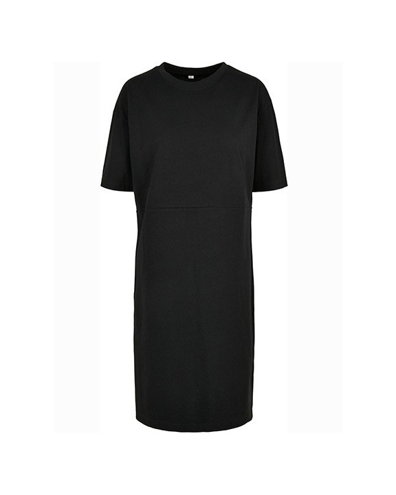 BUILD YOUR BRAND Ladies´ Organic Oversized Slit Tee Dress Kleid personalisierbar