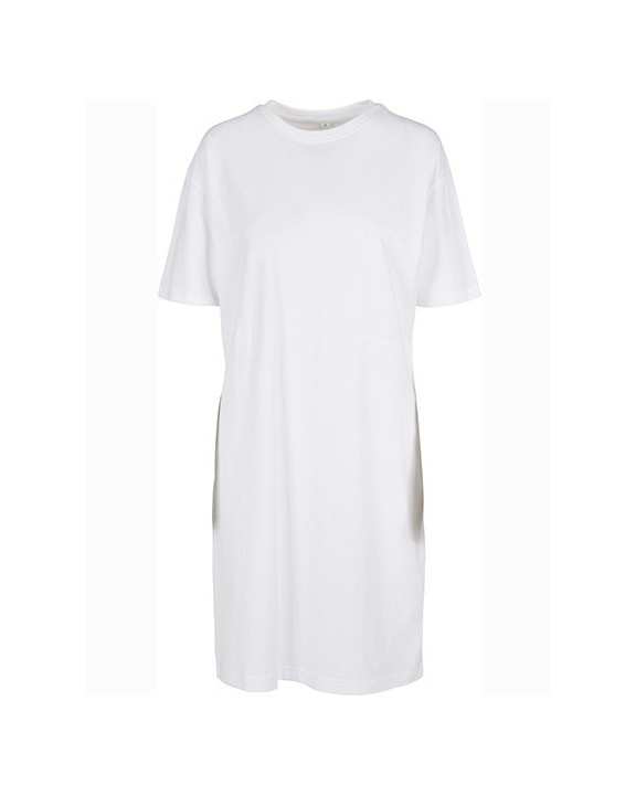 BUILD YOUR BRAND Ladies´ Organic Oversized Slit Tee Dress Kleid personalisierbar