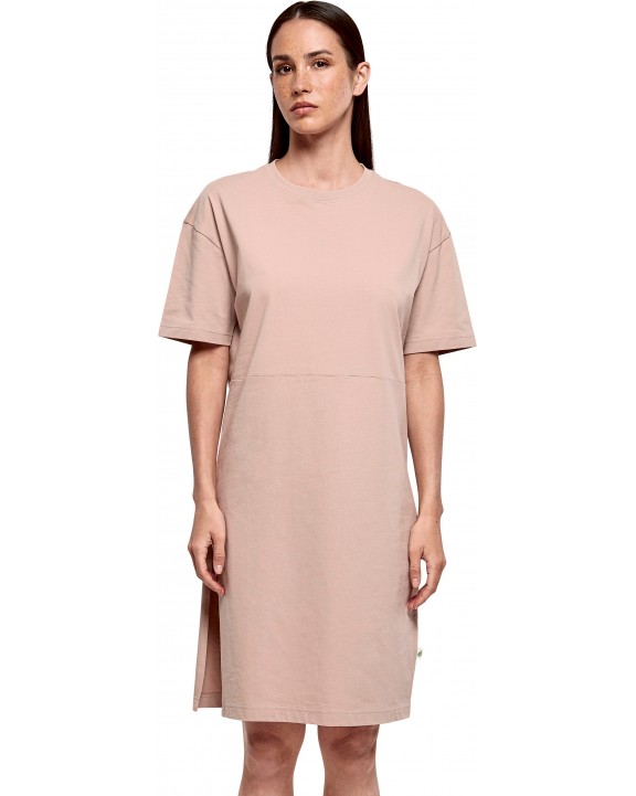 BUILD YOUR BRAND Ladies´ Organic Oversized Slit Tee Dress Kleid personalisierbar