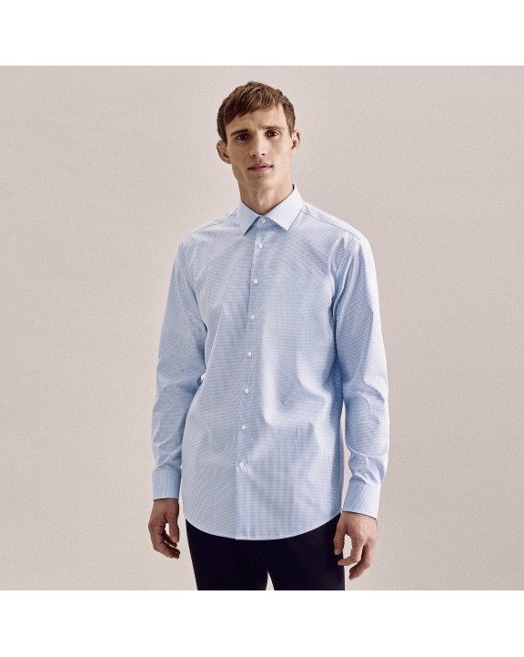 Hemd SEIDENSTICKER Men´s Shirt Slim Fit Check/Stripes Long Sleeve voor bedrukking &amp; borduring