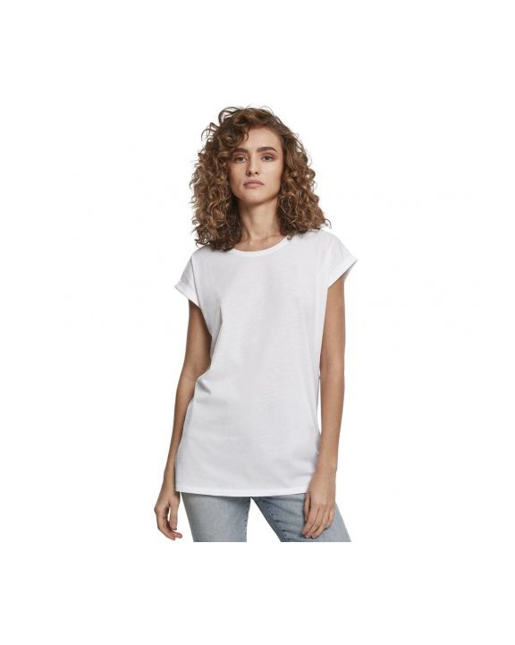 T-shirt BUILD YOUR BRAND Ladies´ Organic Extended Shoulder Tee voor bedrukking & borduring