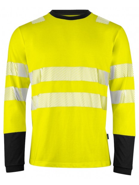 PROJOB 6014 T-SHIRT MANCHES LONGUES ISO 20471 CLASSE 3/2 jaune/noir personnalisable
