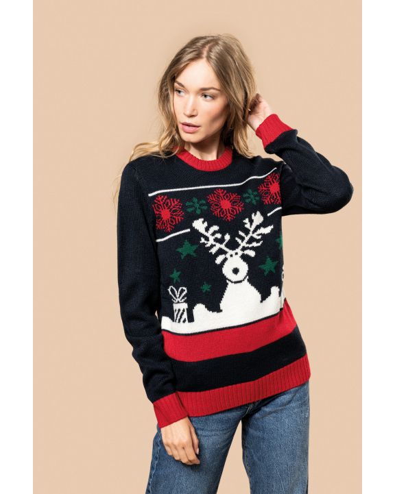Pullover KARIBAN Weihnachtspullover mit Rundhalsausschnitt, Unisex personalisierbar