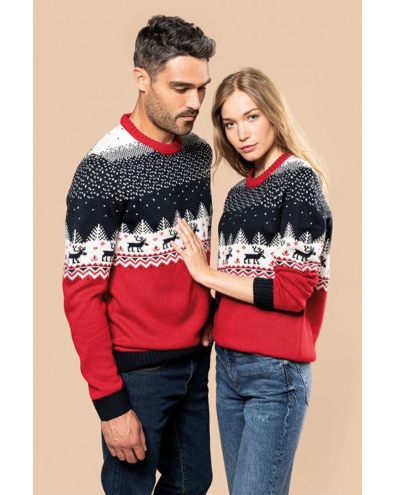 Pullover KARIBAN Weihnachtspullover mit Rundhalsausschnitt, Unisex personalisierbar