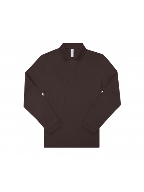 B&C MY POLO 180 Homme manches longues roasted coffee personnalisable