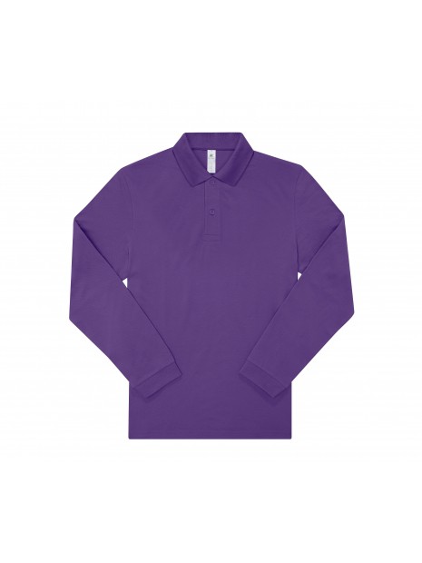 B&C MY POLO 180 Homme manches longues meta lilac personnalisable