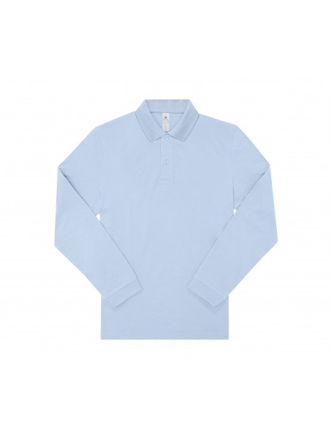 B&C MY POLO 180 Homme manches longues blush blue personnalisable