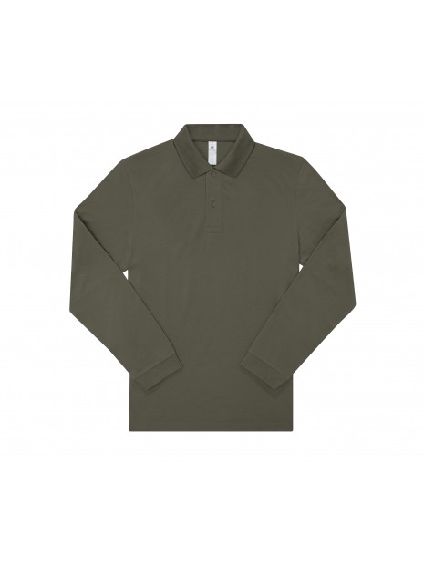 B&C MY POLO 180 Homme manches longues vert camo personnalisable