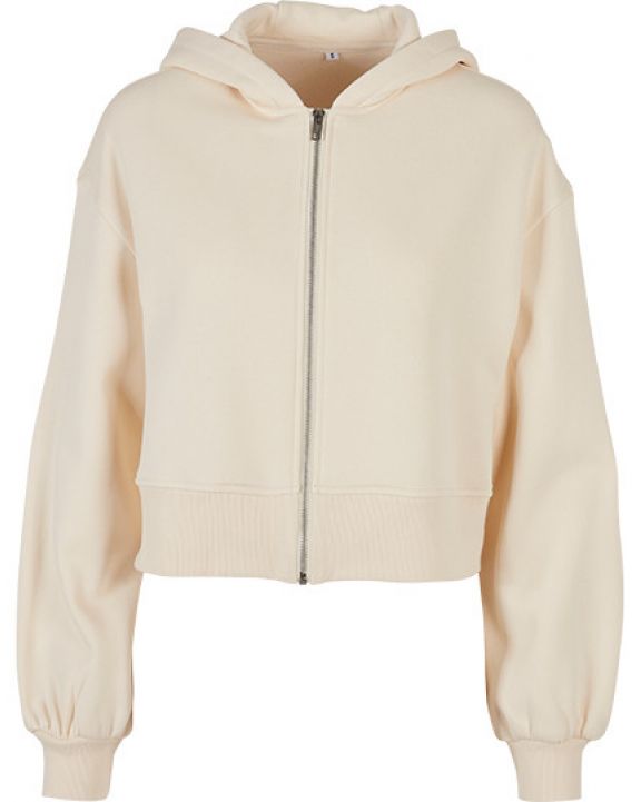 Sweater BUILD YOUR BRAND Ladies Short Oversized Zip Jacket voor bedrukking & borduring