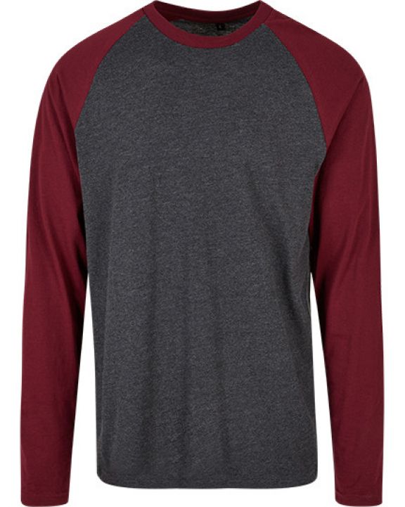 T-shirt BUILD YOUR BRAND Men´s Contrast Raglan Longsleeve T-Shirt voor bedrukking & borduring