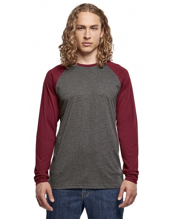 T-shirt BUILD YOUR BRAND Men´s Contrast Raglan Longsleeve T-Shirt voor bedrukking &amp; borduring
