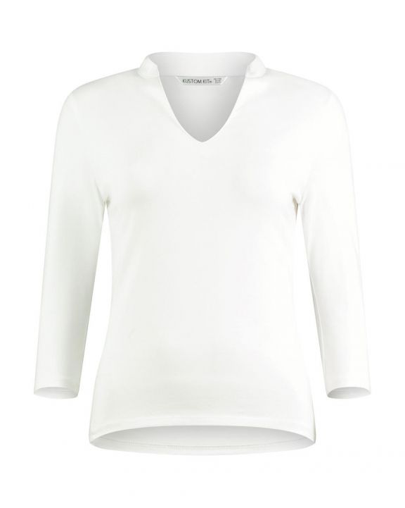 T-Shirt KUSTOM KIT Regular Fit Mandarin Collar Top 3/4 Sleeve personalisierbar
