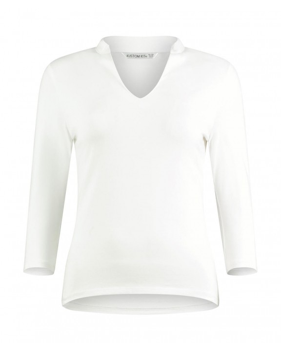 T-shirt KUSTOM KIT Regular Fit Mandarin Collar Top 3/4 Sleeve voor bedrukking &amp; borduring
