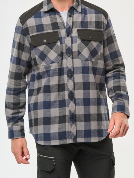 Chemises à personnaliser WK. DESIGNED TO WORK Chemise à carreaux avec poches homme 